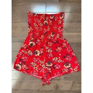 Garage Smocked Floral Tube Romper